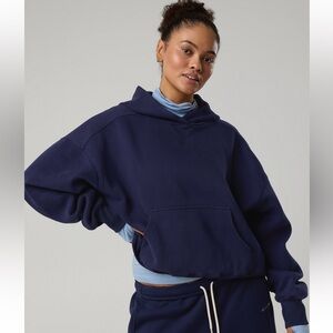 Aerie Offline Navy Cloud Fleece Hoodie Size Large, NWT